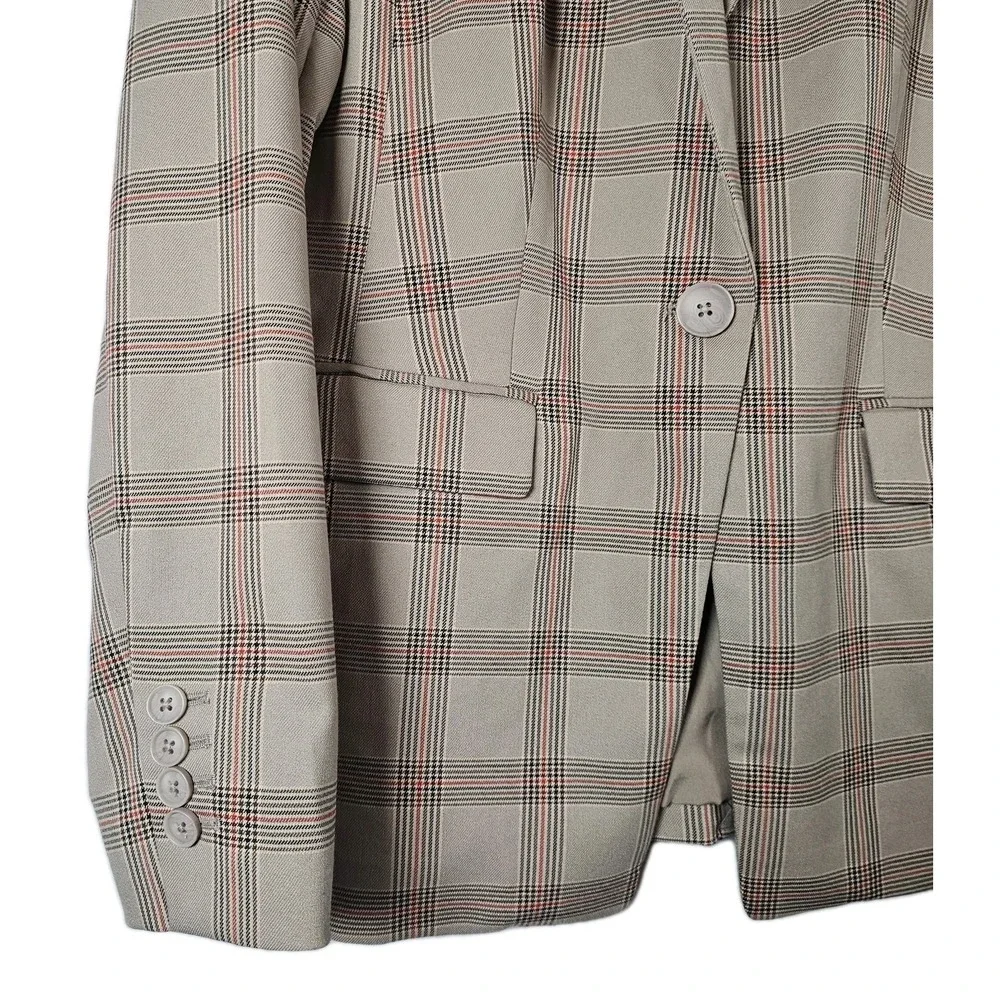 The Limited Size 14 Longline Tan plaid Lined Blazer Career Preppy Academic NWT